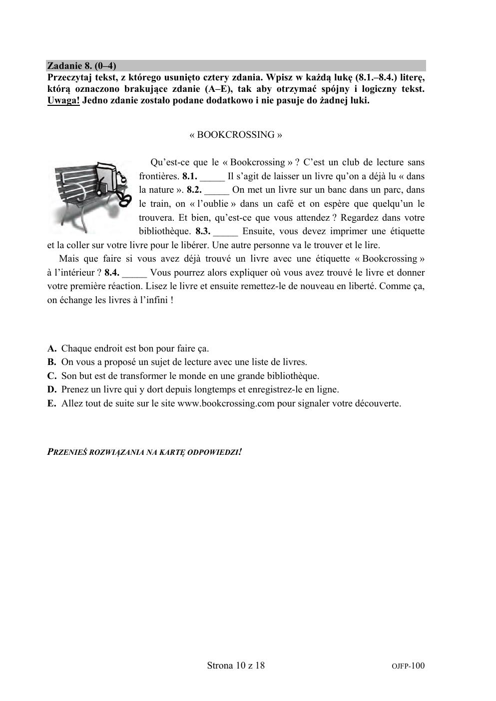 arkusz - francuski - egzamin ósmoklasisty 2020 próbny-10
