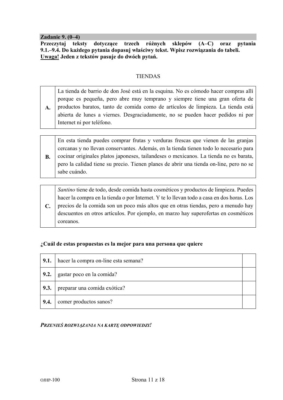 arkusz - hiszpański - egzamin ósmoklasisty 2020 próbny-11