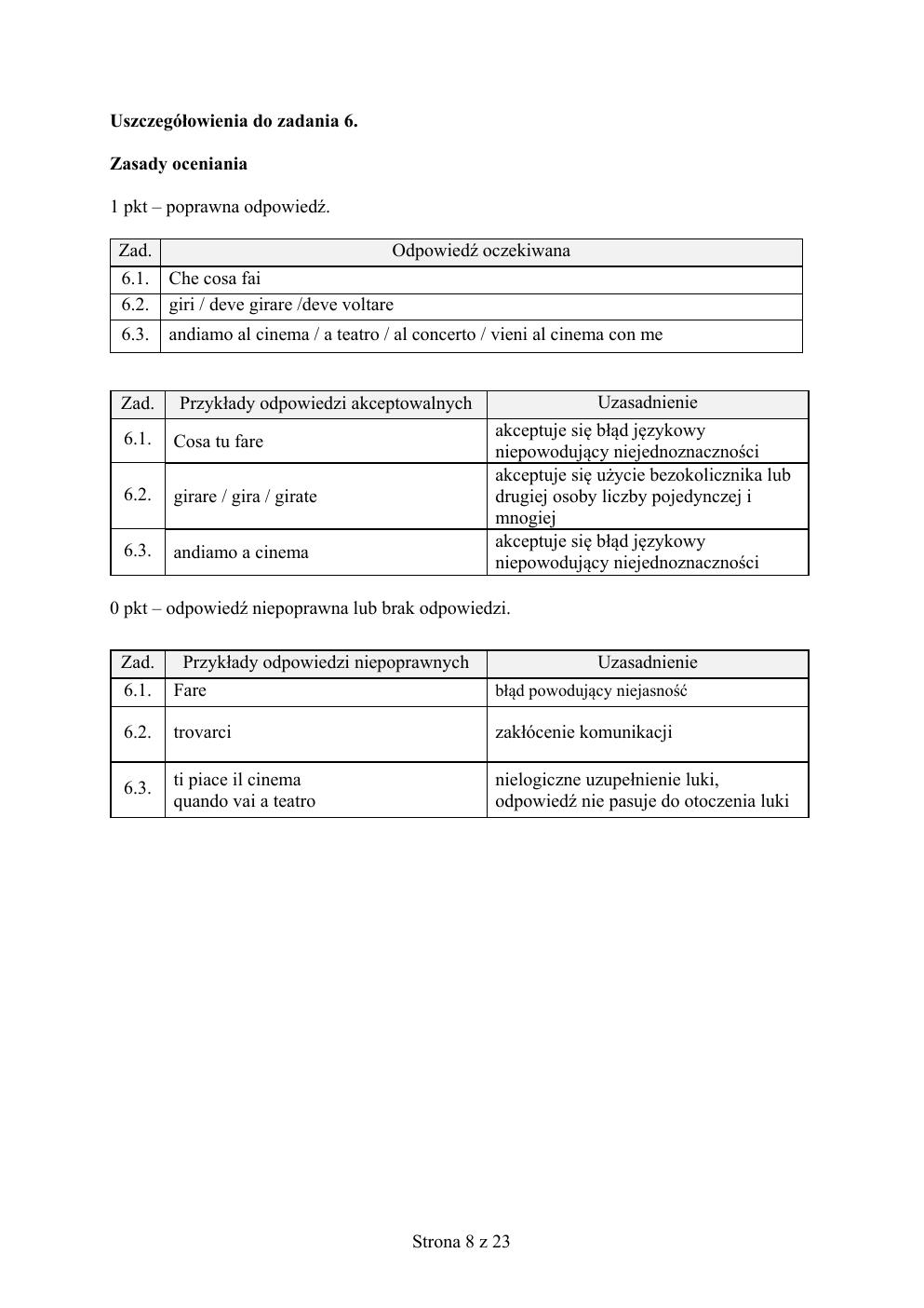 odpowiedzi - włoski - egzamin ósmoklasisty 2020 próbny-08