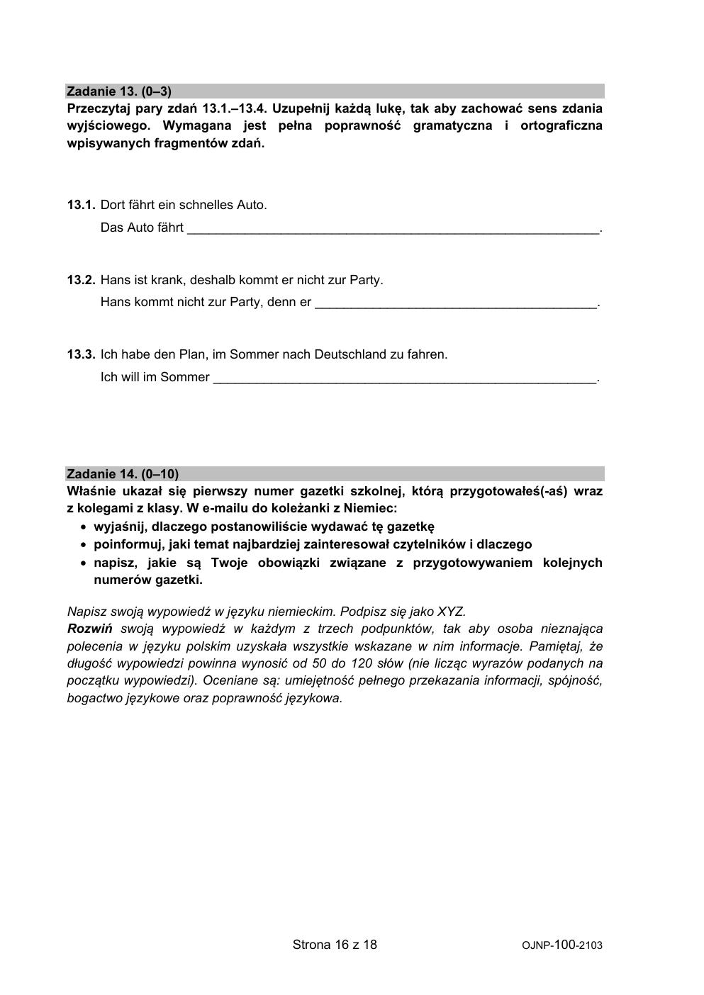 arkusz - niemiecki - egzamin ósmoklasisty 2021 próbny-16