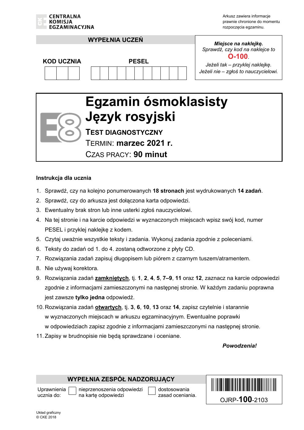 arkusz - rosyjski - egzamin ósmoklasisty 2021 próbny-01