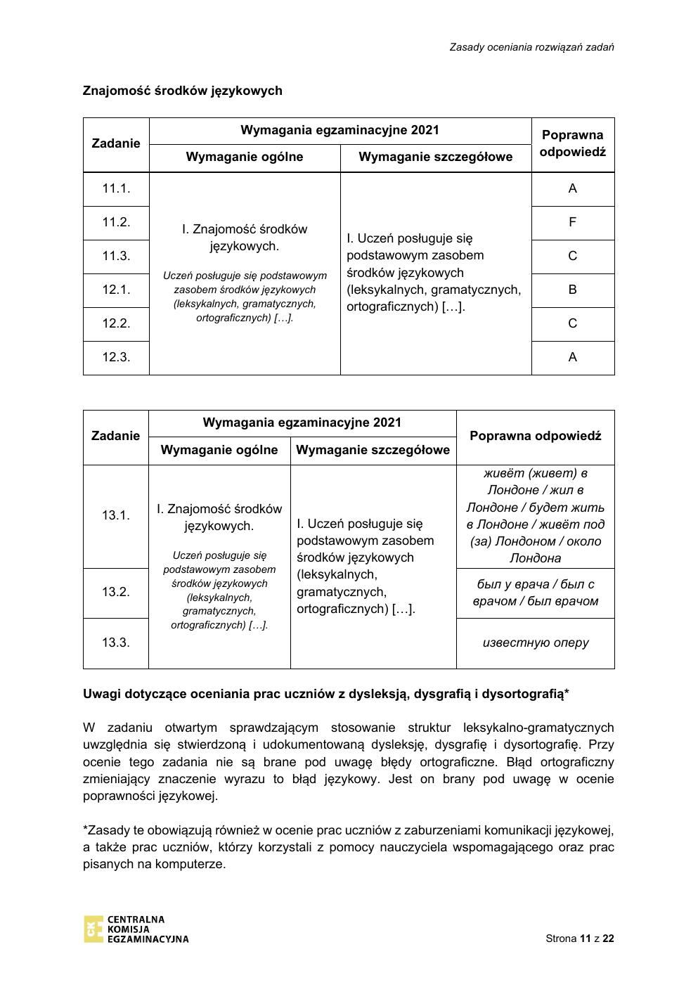 odpowiedzi - rosyjski - egzamin ósmoklasisty 2021 próbny-11