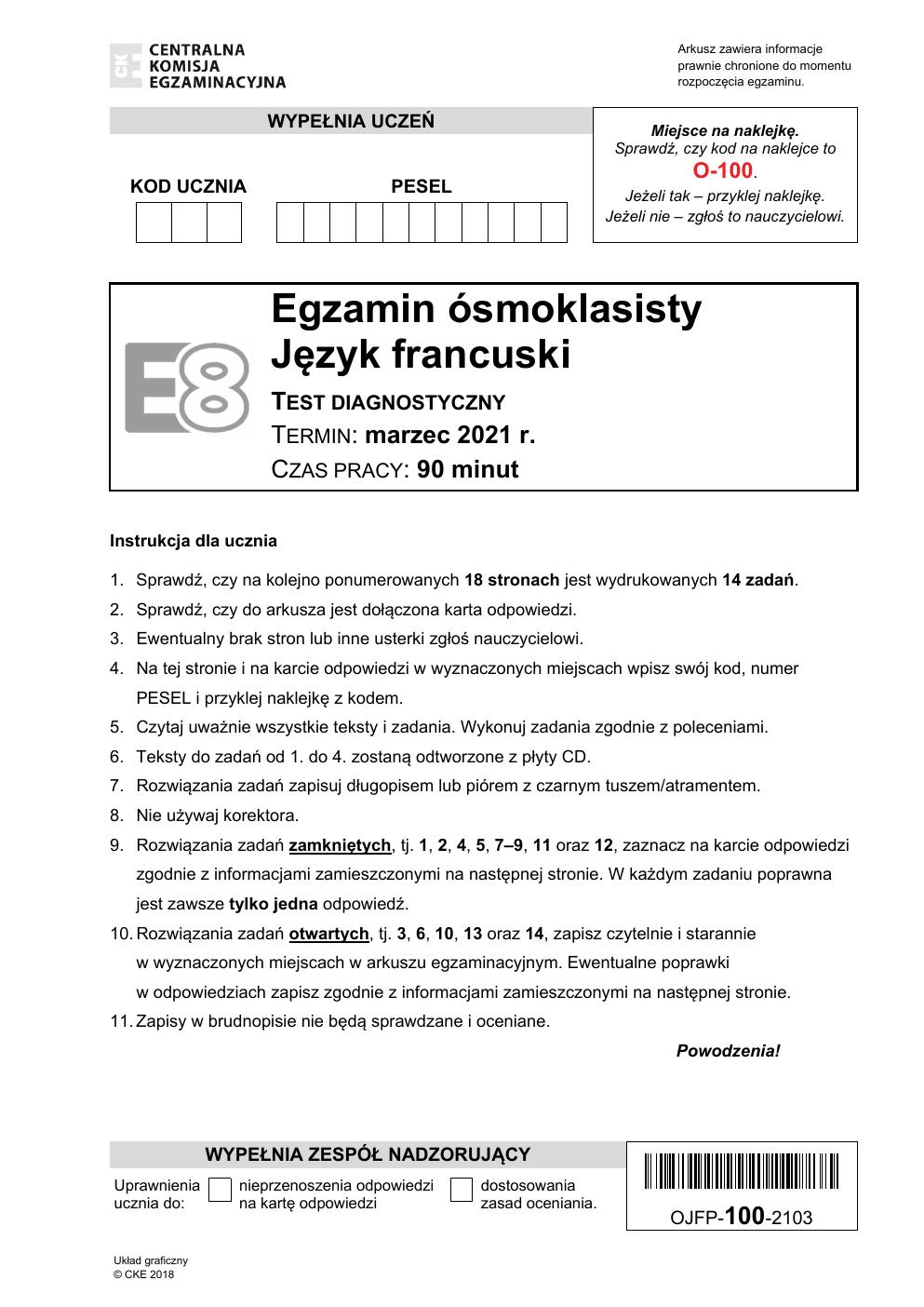 arkusz - francuski - egzamin ósmoklasisty 2021 próbny-01