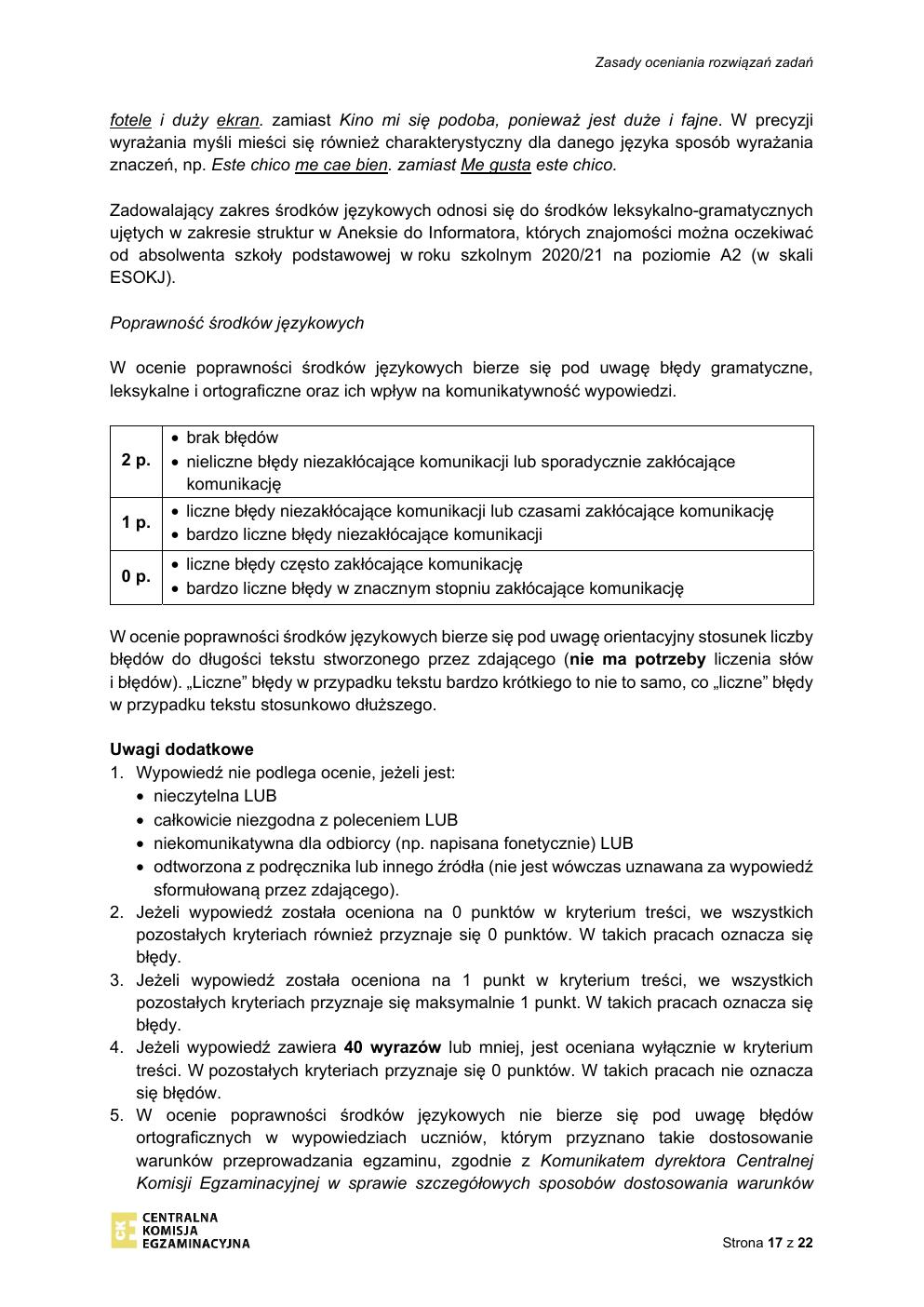 odpowiedzi - hiszpański - egzamin ósmoklasisty 2021 próbny-17