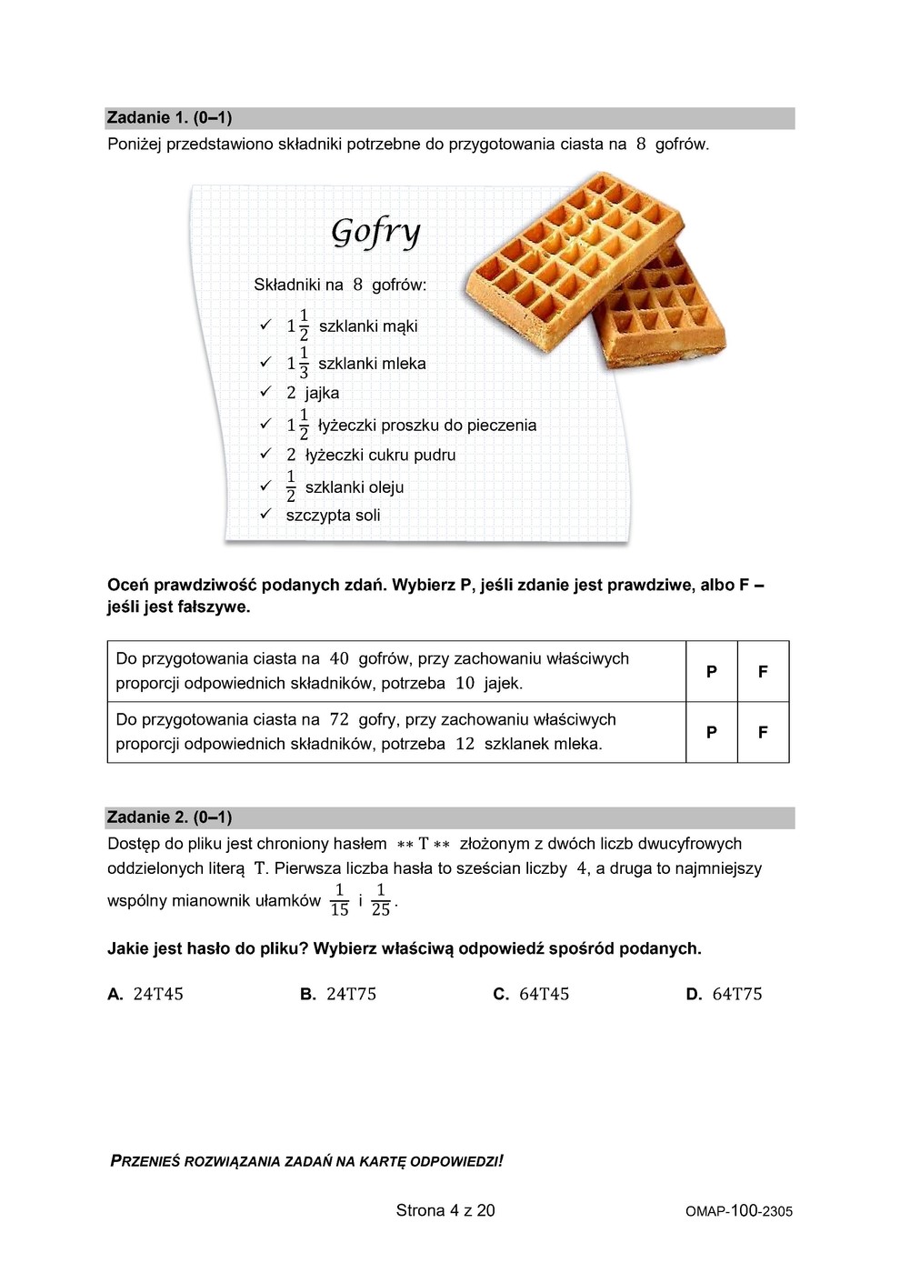 arkusz - matematyka - egzamin ósmoklasisty 2023 - 0004