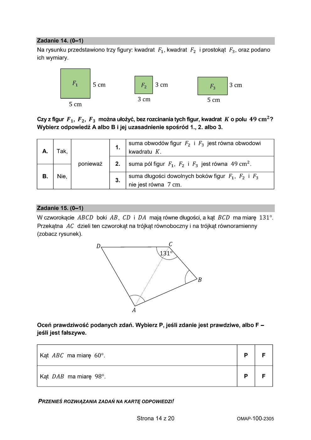 arkusz - matematyka - egzamin ósmoklasisty 2023 - 0014