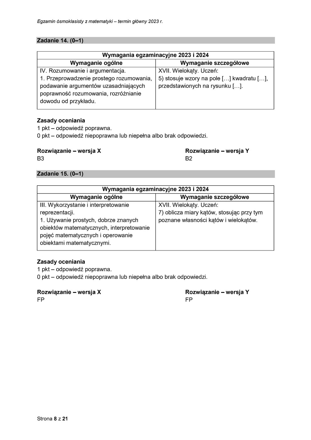 odpowiedzi - matematyka - egzamin ósmoklasisty 2023 - 0008