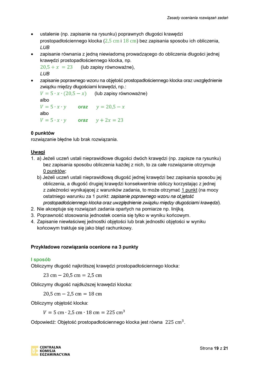 odpowiedzi - matematyka - egzamin ósmoklasisty 2023 - 0019