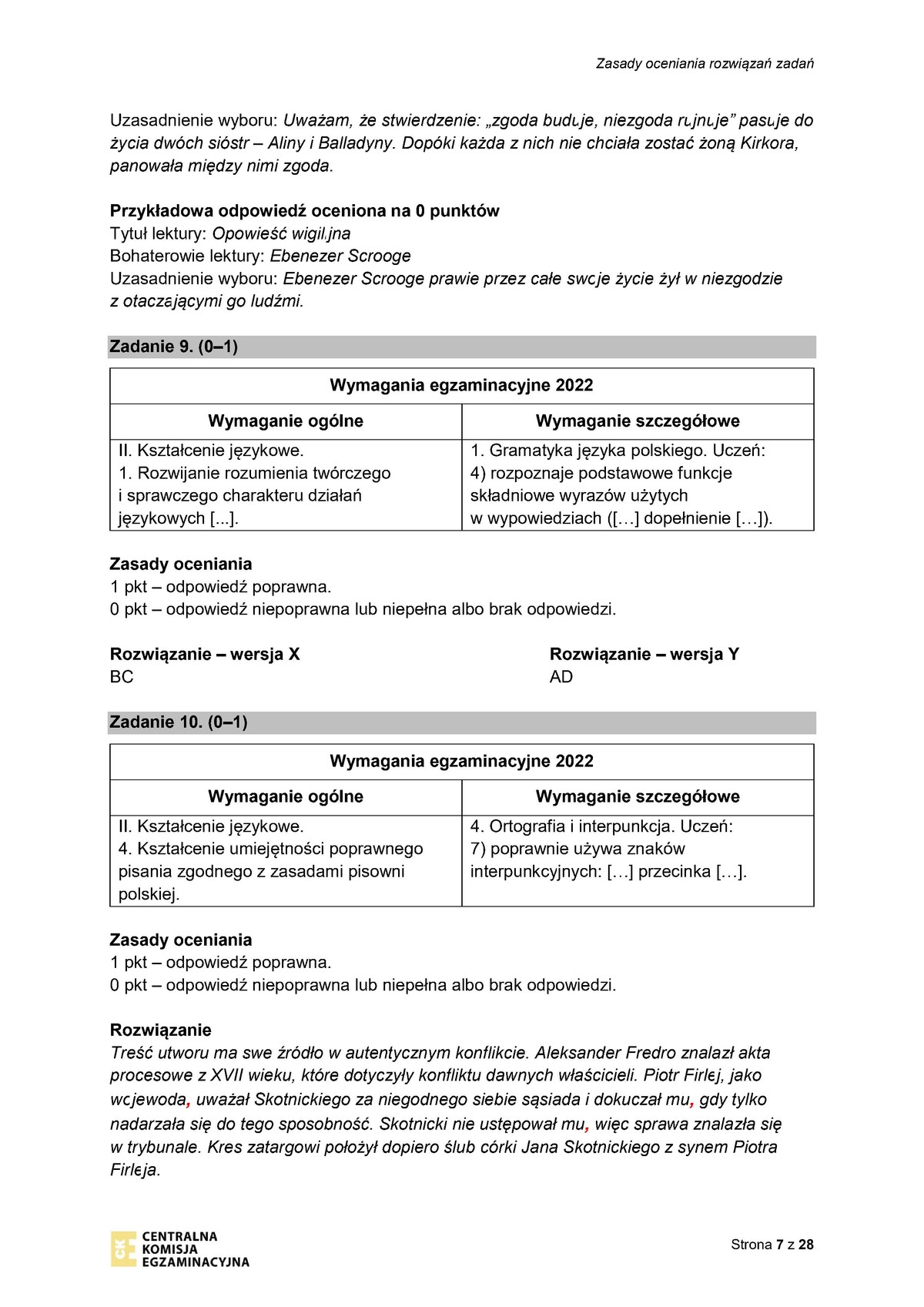 zasady oceniania - odpowiedzi - język polski - egzamin ósmoklasisty 2022 - 0007