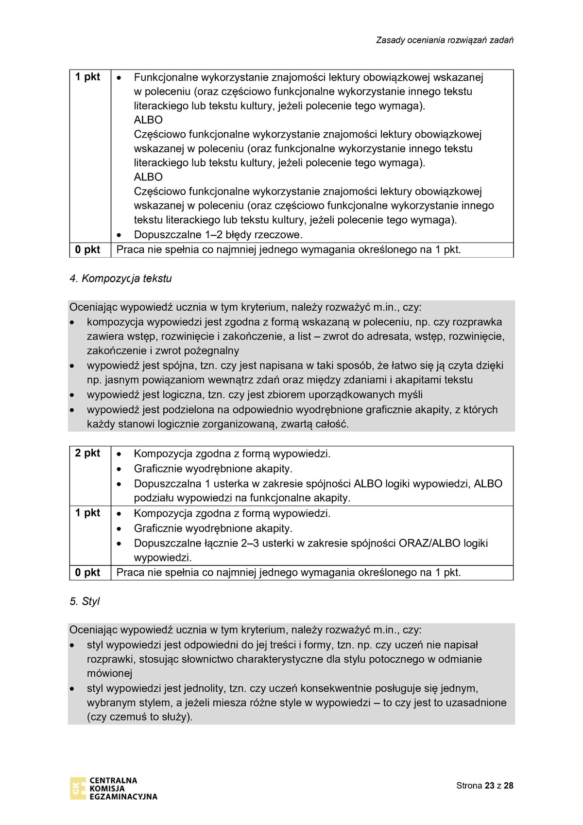zasady oceniania - odpowiedzi - język polski - egzamin ósmoklasisty 2022 - 0023