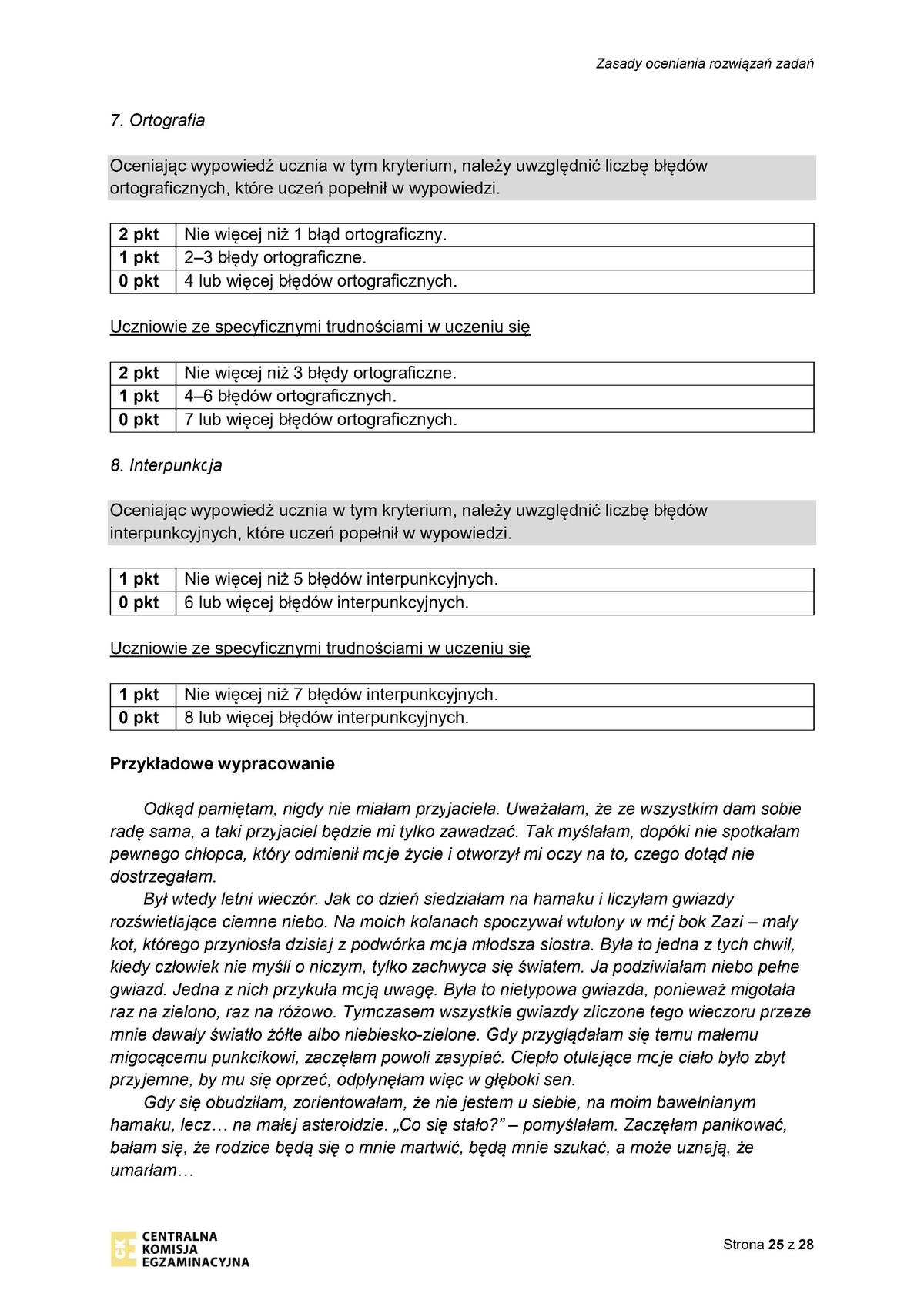 zasady oceniania - odpowiedzi - język polski - egzamin ósmoklasisty 2022 - 0025
