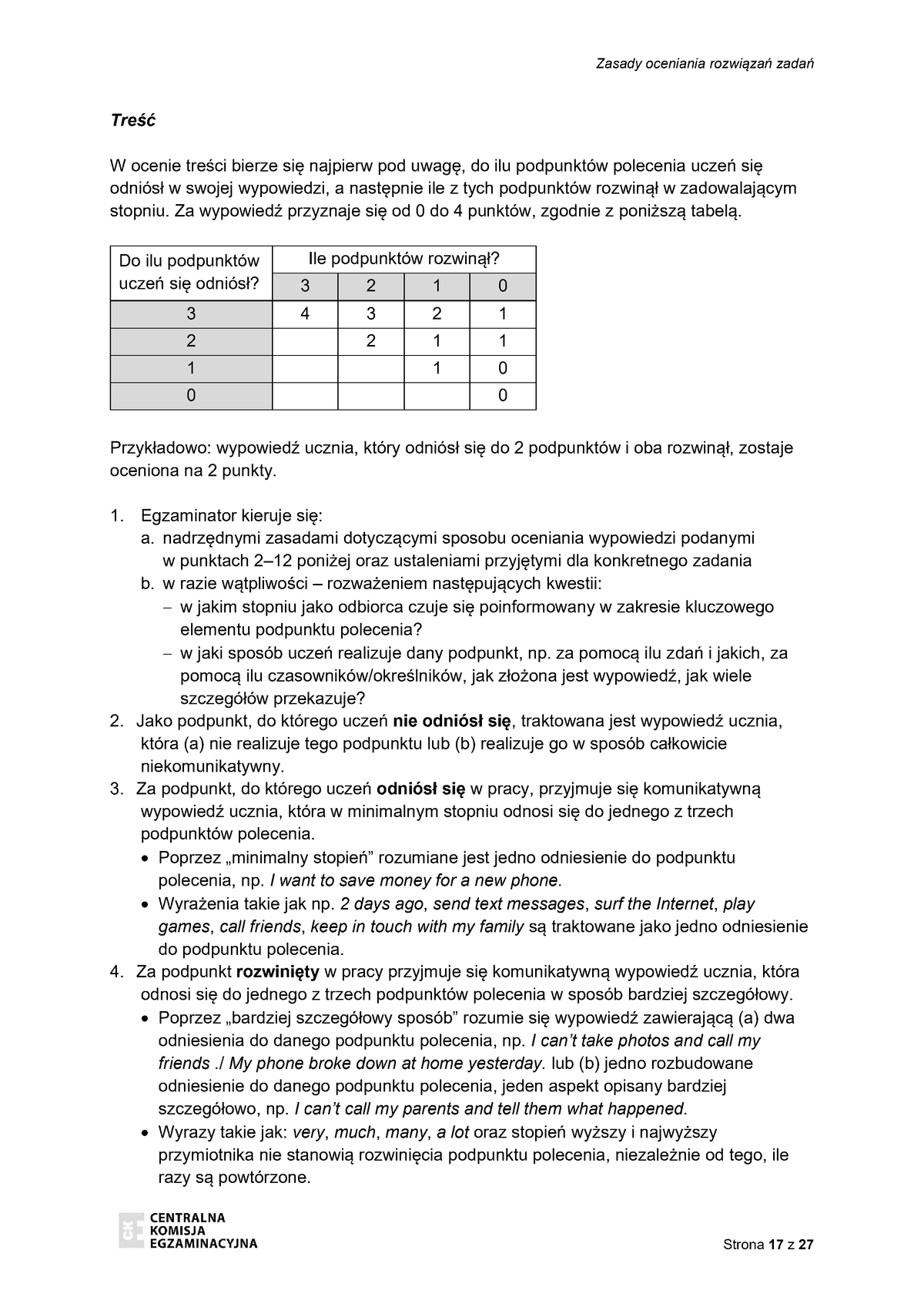 zasady oceniania - odpowiedzi - język angielski - egzamin ósmoklasisty 2022 - 0017