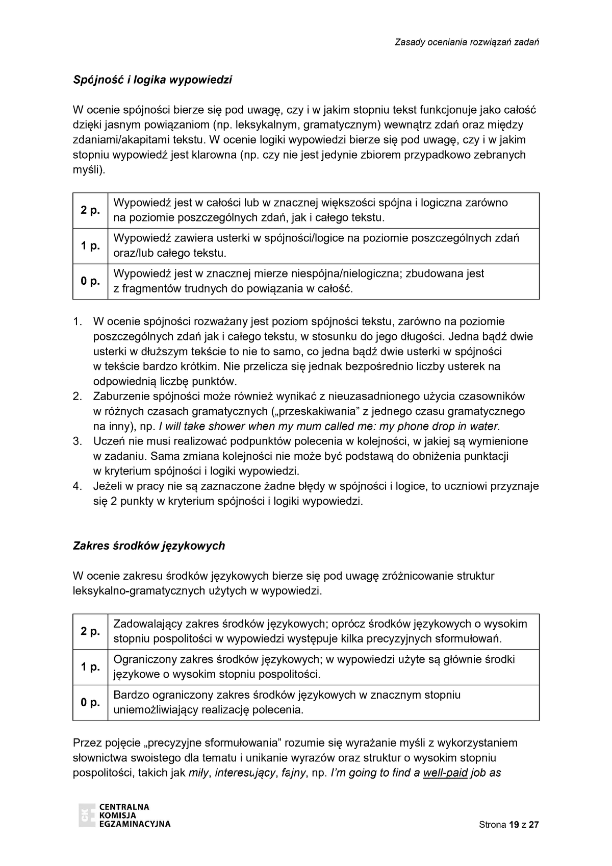 zasady oceniania - odpowiedzi - język angielski - egzamin ósmoklasisty 2022 - 0019