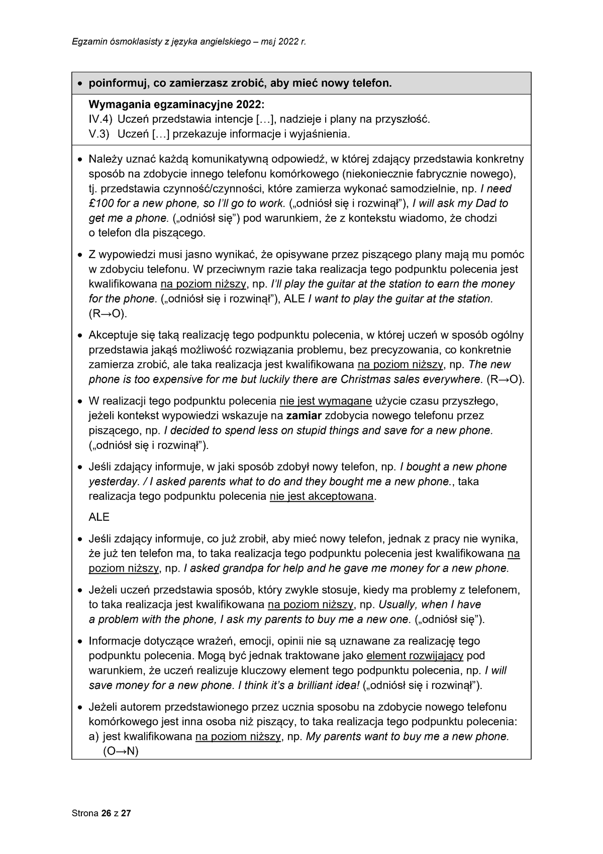 zasady oceniania - odpowiedzi - język angielski - egzamin ósmoklasisty 2022 - 0026