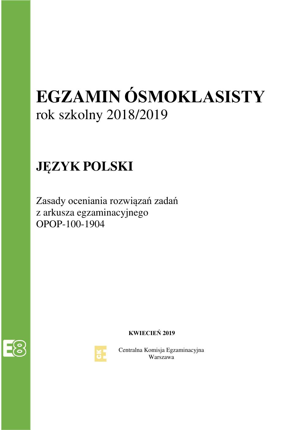 odpowiedzi - język polski - egzamin ósmoklasisty 2019-01