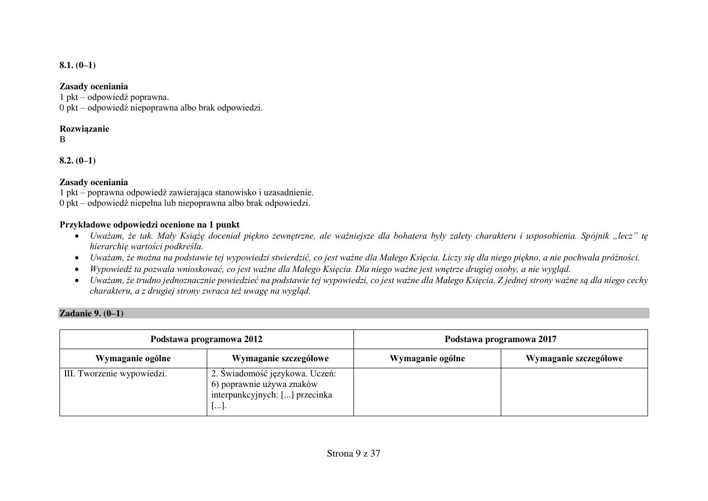 odpowiedzi - język polski - egzamin ósmoklasisty 2019-09