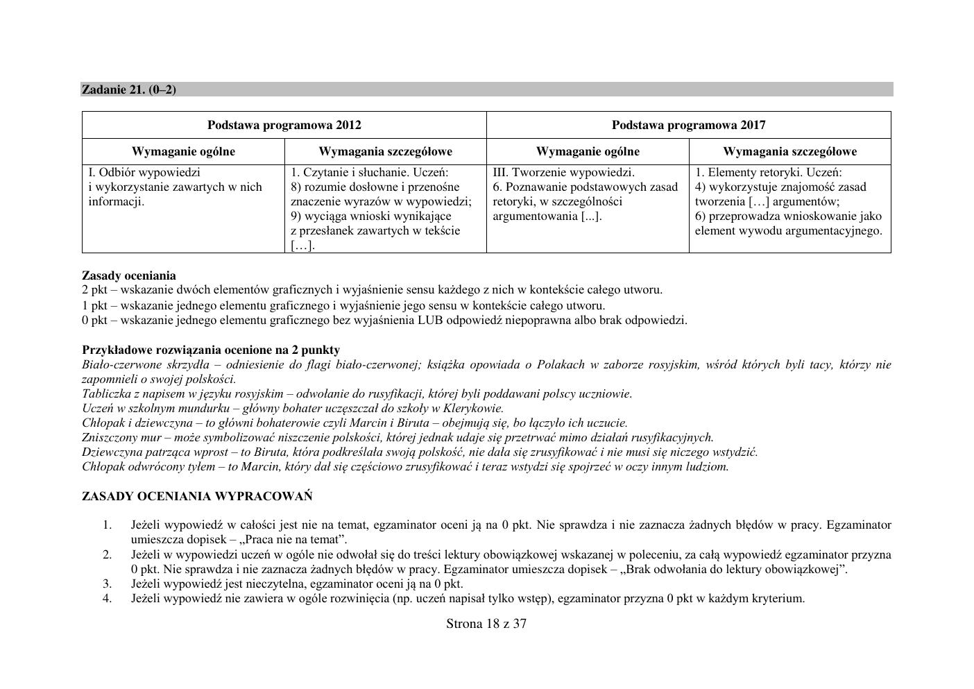 odpowiedzi - język polski - egzamin ósmoklasisty 2019-18