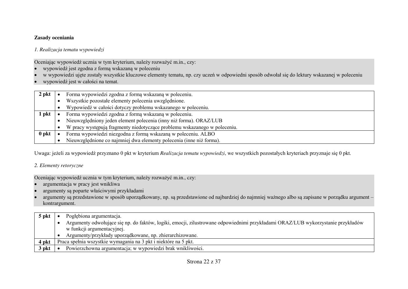 odpowiedzi - język polski - egzamin ósmoklasisty 2019-22