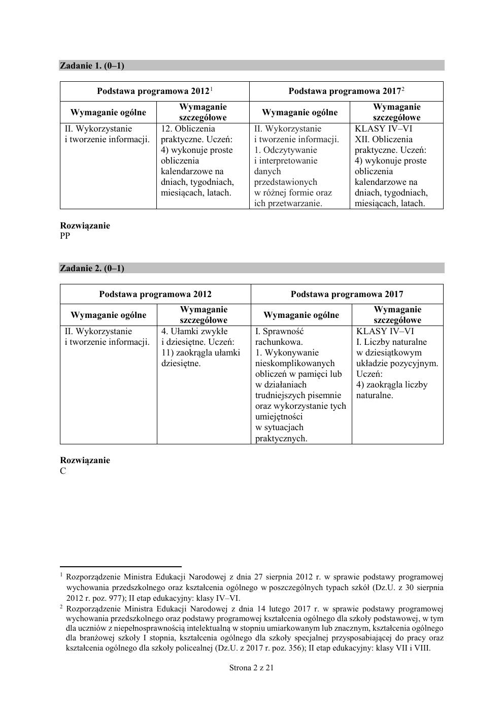 odpowiedzi - matematyka - egzamin ósmoklasisty 2019-02