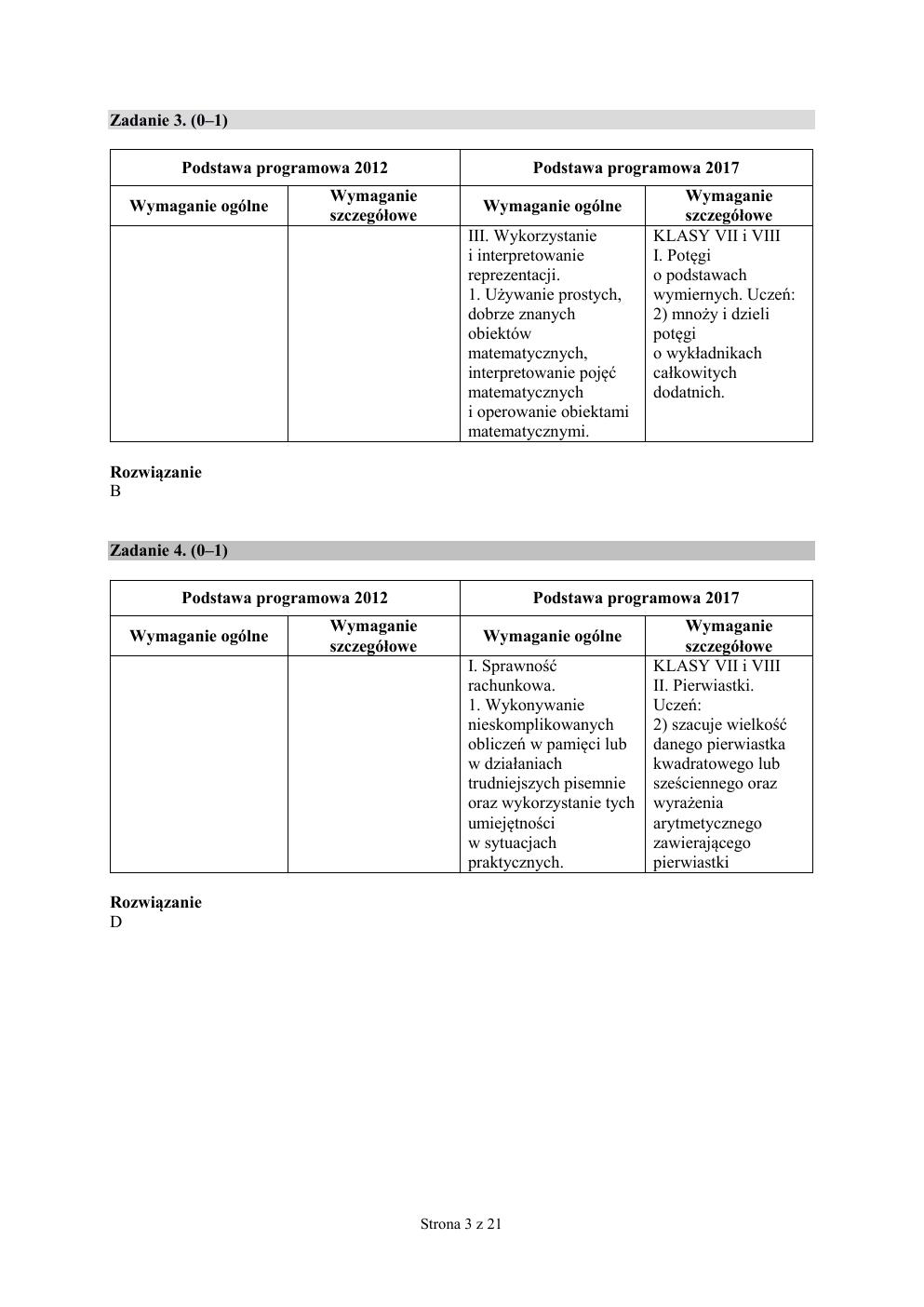 odpowiedzi - matematyka - egzamin ósmoklasisty 2019-03