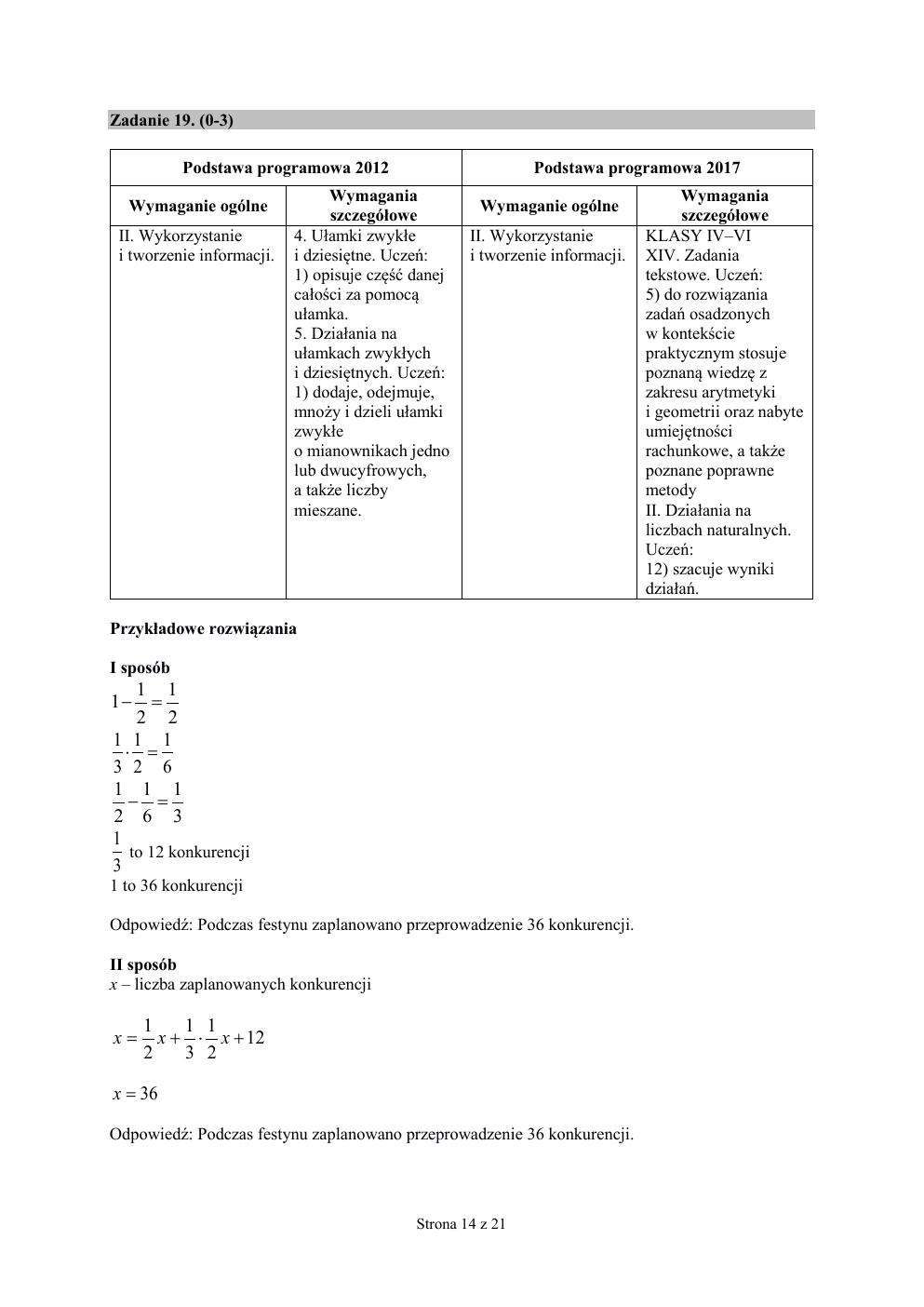odpowiedzi - matematyka - egzamin ósmoklasisty 2019-14