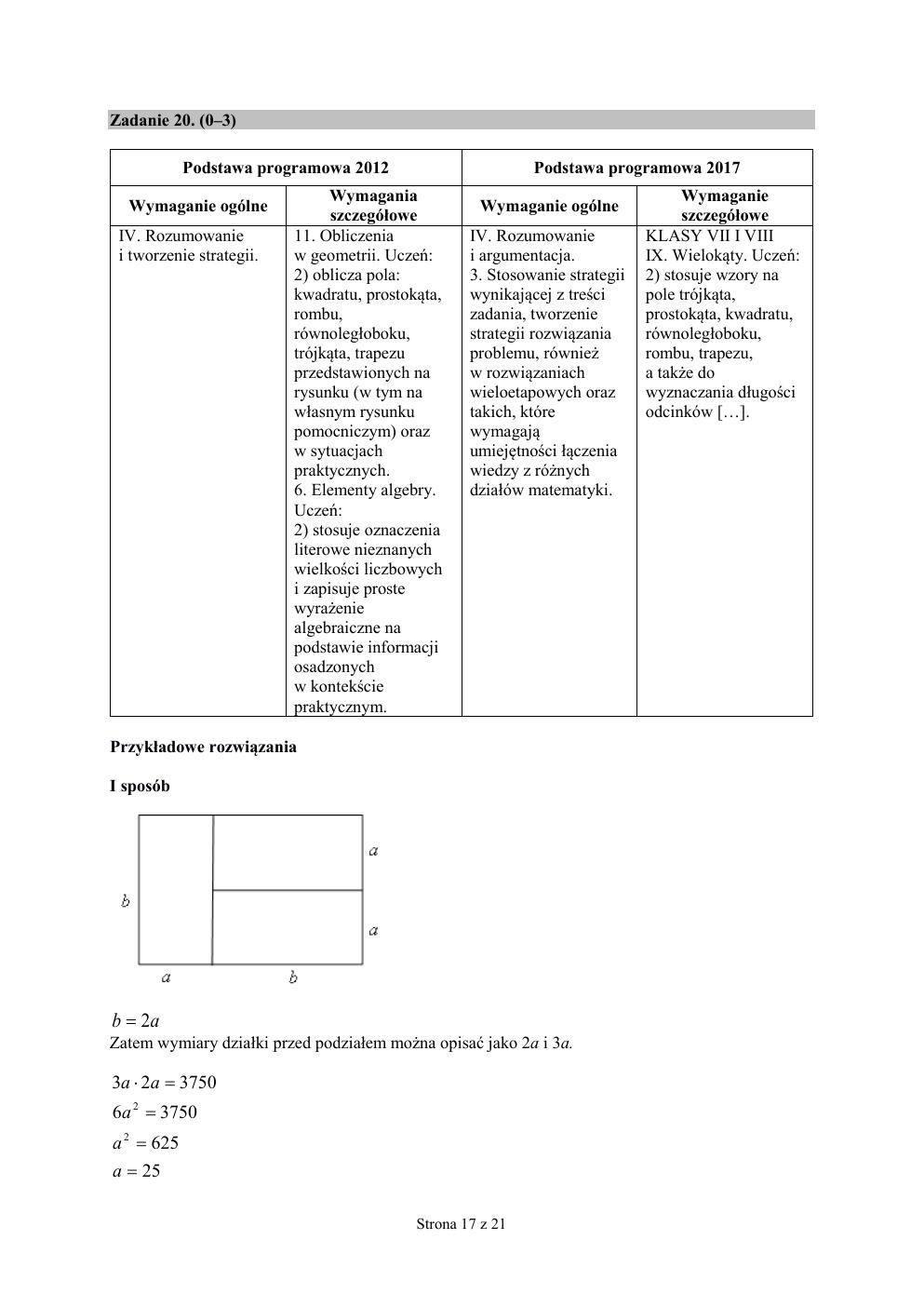 odpowiedzi - matematyka - egzamin ósmoklasisty 2019-17