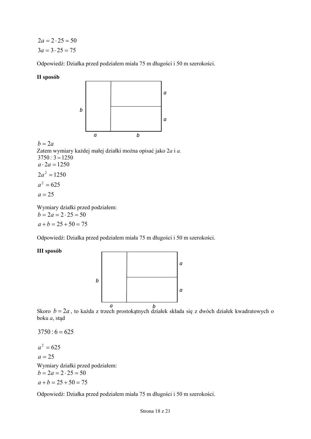 odpowiedzi - matematyka - egzamin ósmoklasisty 2019-18