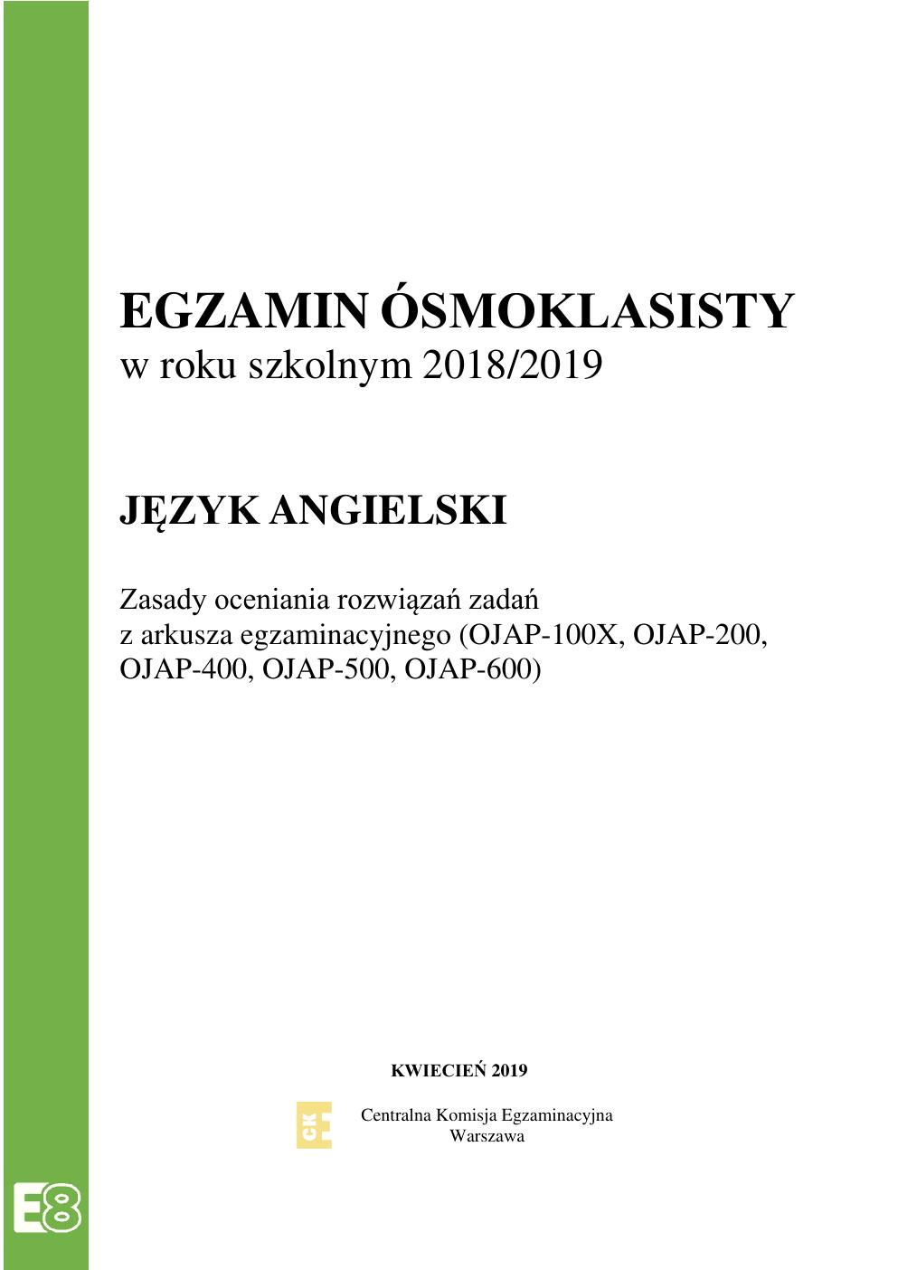 odpowiedzi - angielski - egzamin ósmoklasisty 2019-01