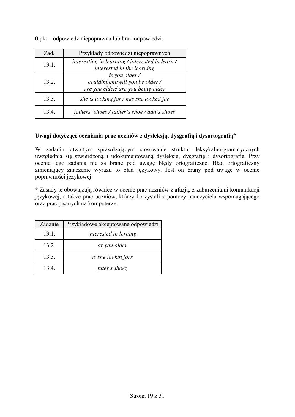 odpowiedzi - angielski - egzamin ósmoklasisty 2019-19