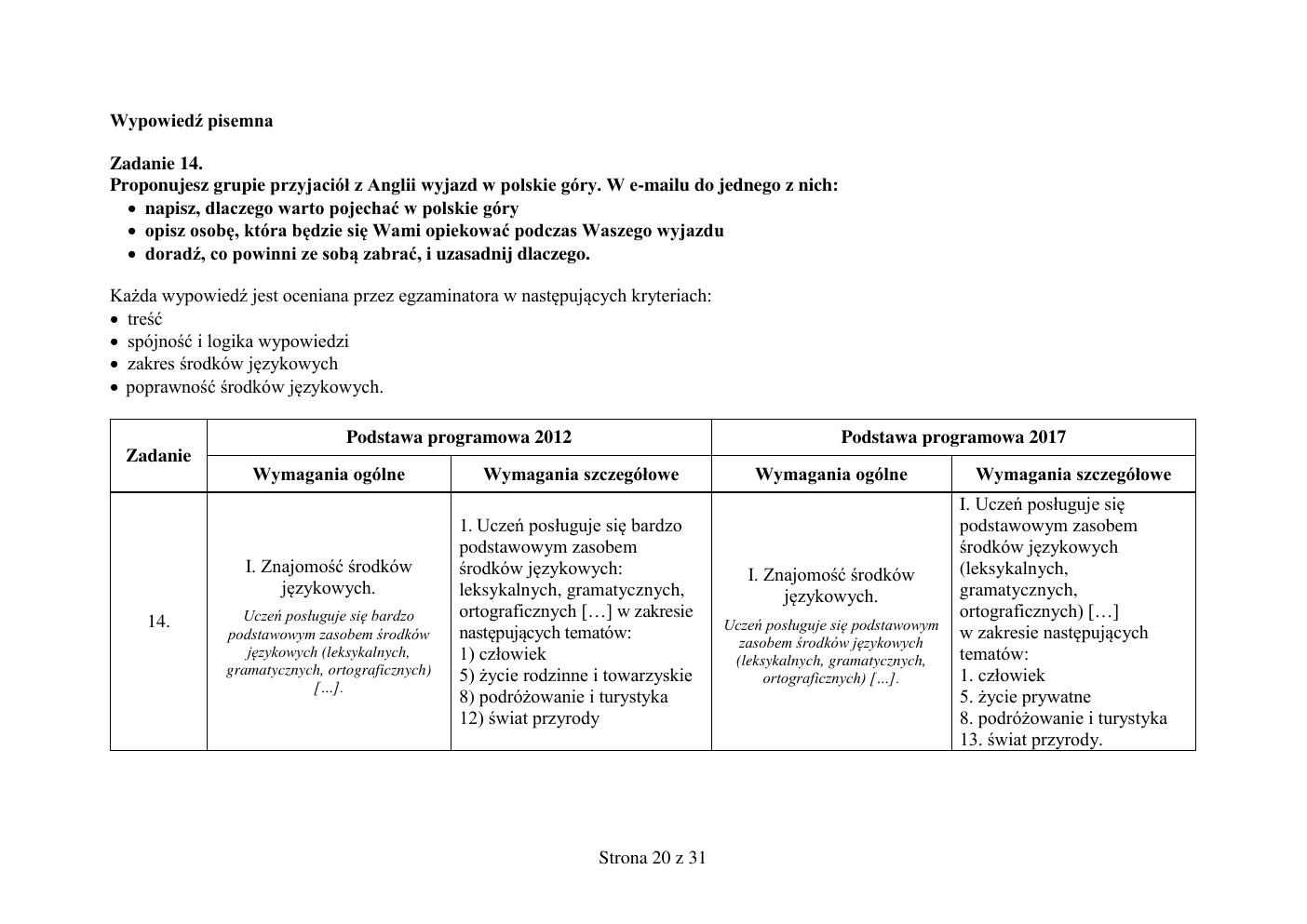 odpowiedzi - angielski - egzamin ósmoklasisty 2019-20