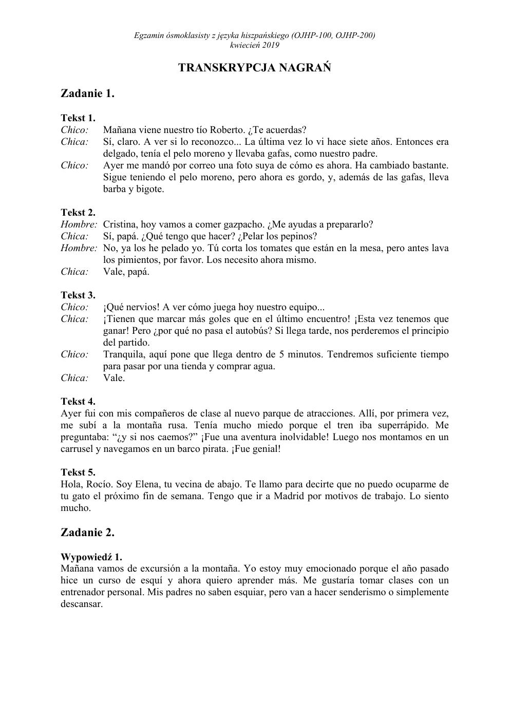 transkrypcja - hiszpański - egzamin ósmoklasisty 2019-1