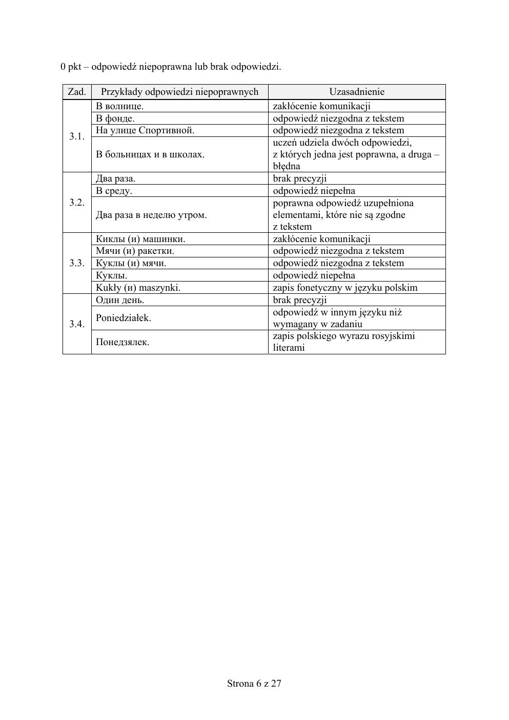 odpowiedzi - rosyjski - egzamin ósmoklasisty 2019-06