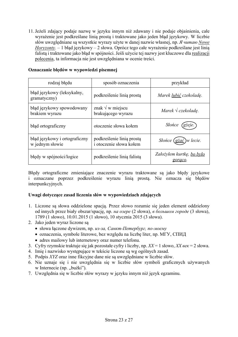 odpowiedzi - rosyjski - egzamin ósmoklasisty 2019-23