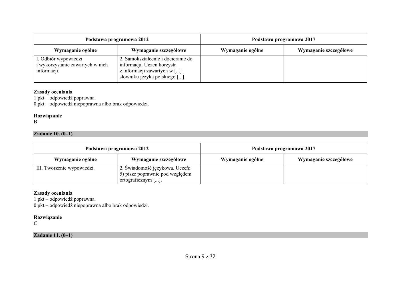 odpowiedzi - język polski - egzamin ósmoklasisty 2020 próbny-09