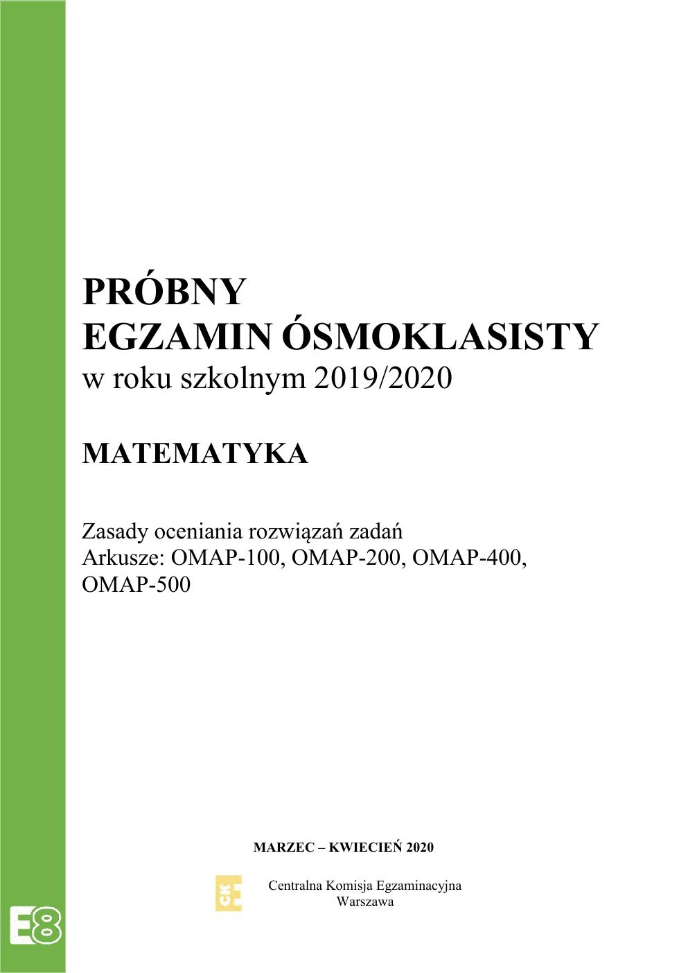 odpowiedzi - matematyka - egzamin ósmoklasisty 2020 próbny-01