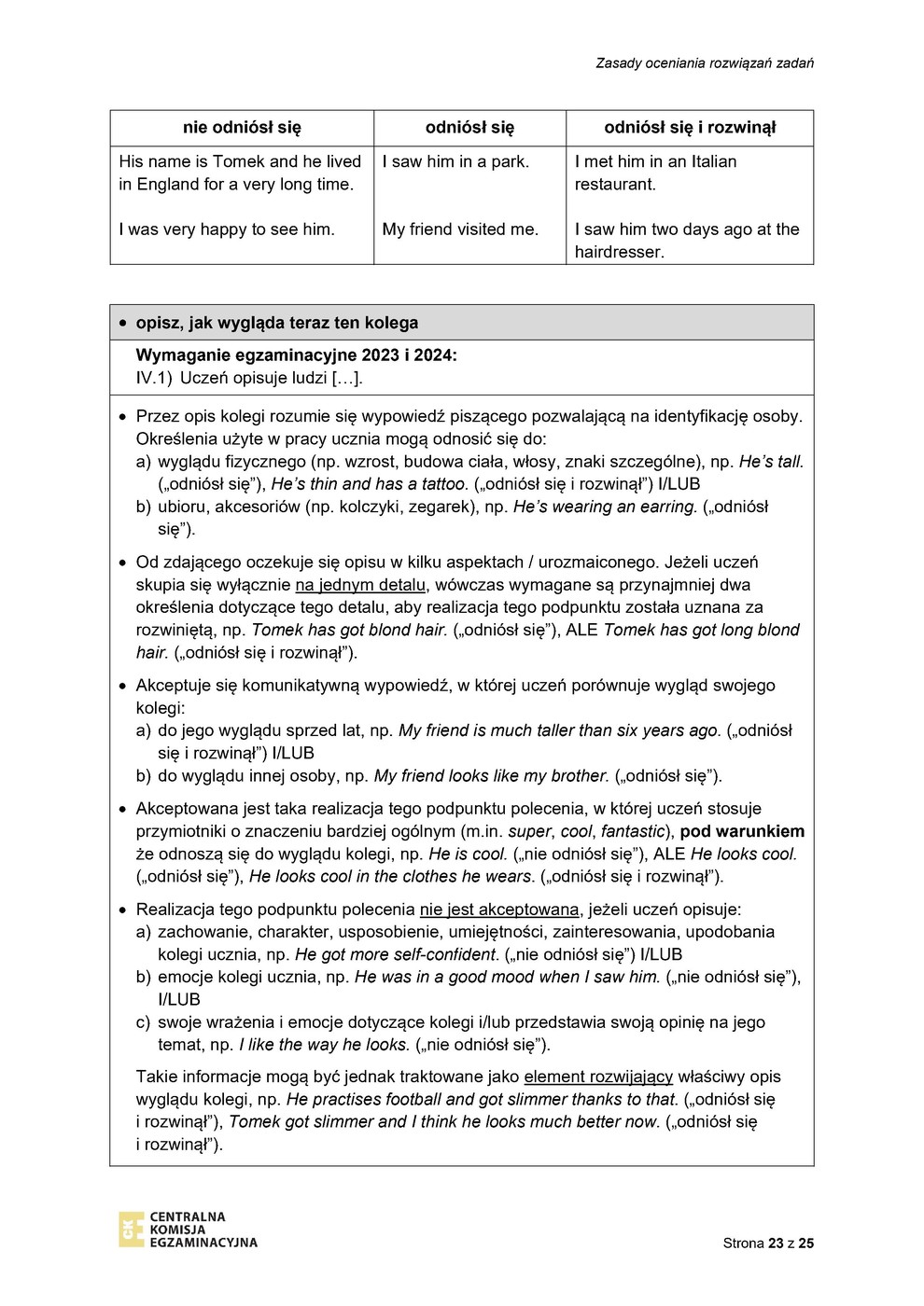 odpowiedzi - język angielski - egzamin ósmoklasisty 2023 - 0023