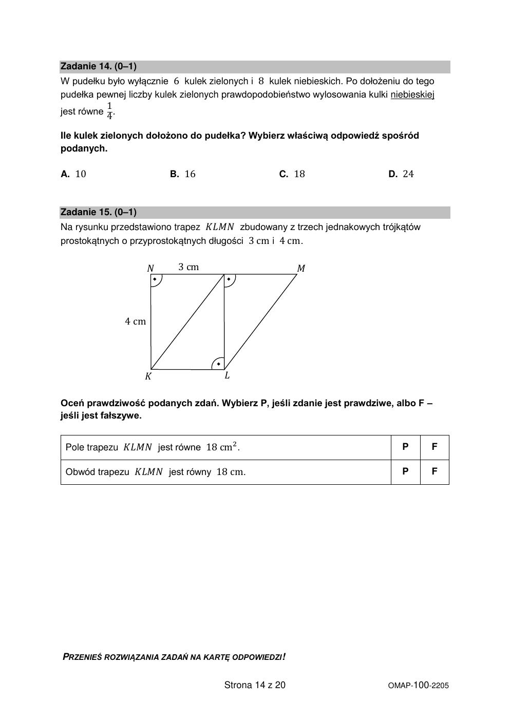 arkusz - matematyka - egzamin ósmoklasisty 2022-14