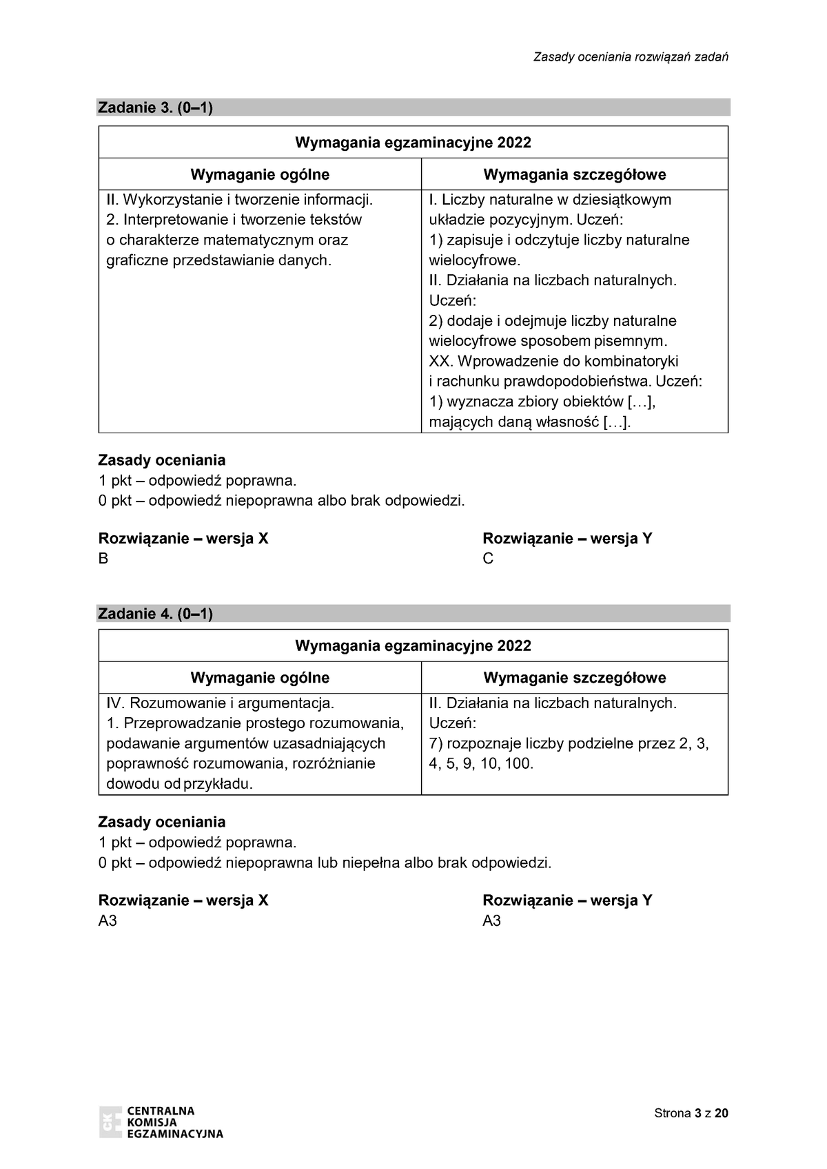 zasady oceniania - odpowiedzi - matematyka - egzamin ósmoklasisty 2022 - 0003