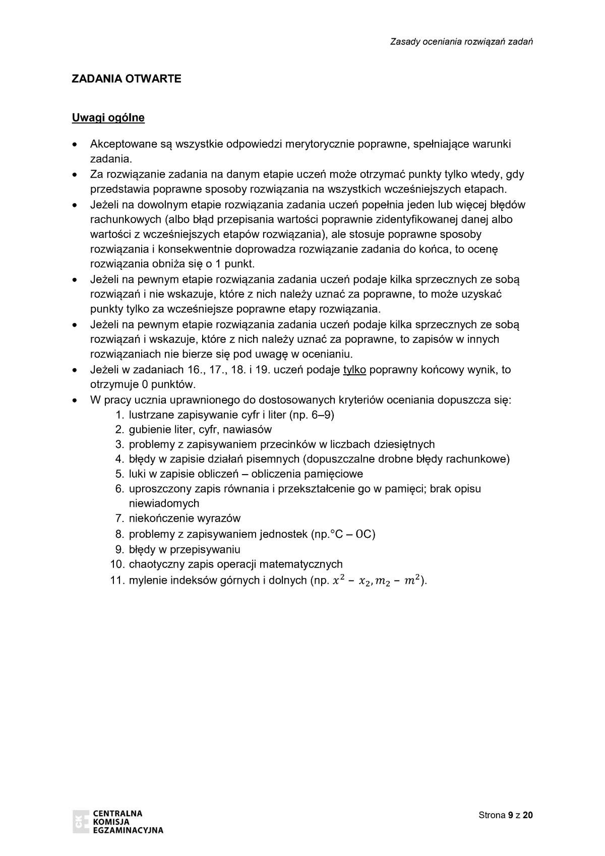 zasady oceniania - odpowiedzi - matematyka - egzamin ósmoklasisty 2022 - 0009