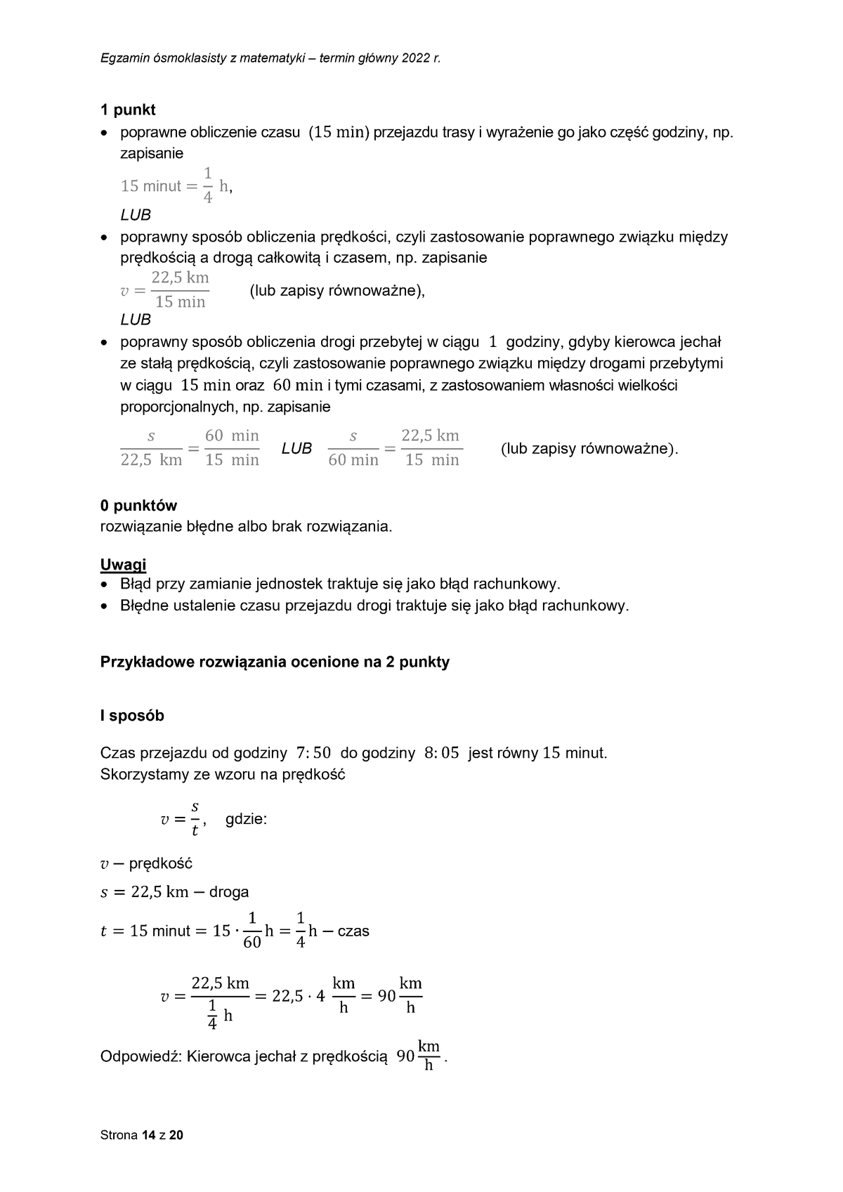 zasady oceniania - odpowiedzi - matematyka - egzamin ósmoklasisty 2022 - 0014
