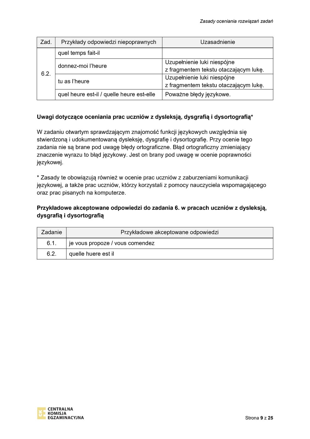 odpowiedzi - język francuski - egzamin ósmoklasisty 2023 - 0009