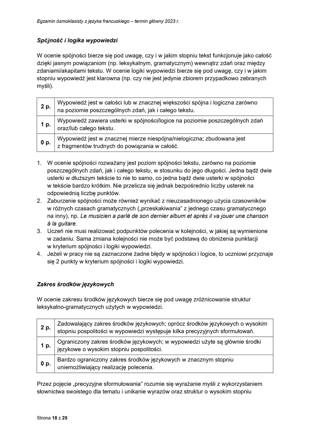 odpowiedzi - język francuski - egzamin ósmoklasisty 2023 - 0018