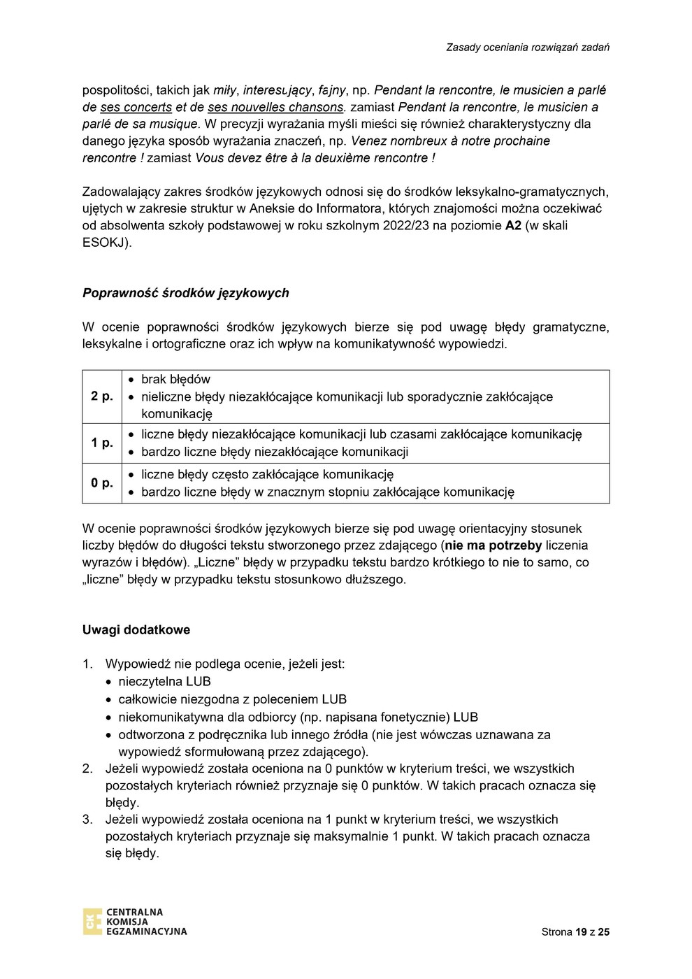 odpowiedzi - język francuski - egzamin ósmoklasisty 2023 - 0019