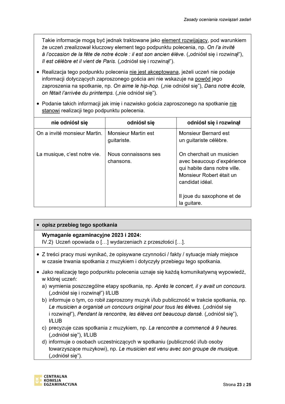 odpowiedzi - język francuski - egzamin ósmoklasisty 2023 - 0023