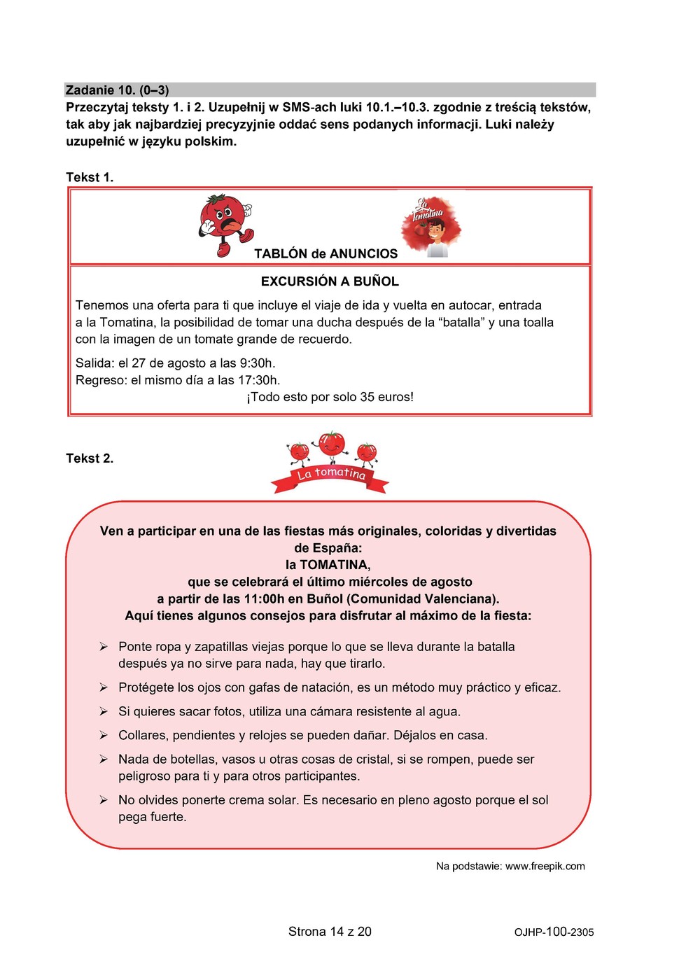 arkusz - język hiszpański - egzamin ósmoklasisty 2023 - 0014