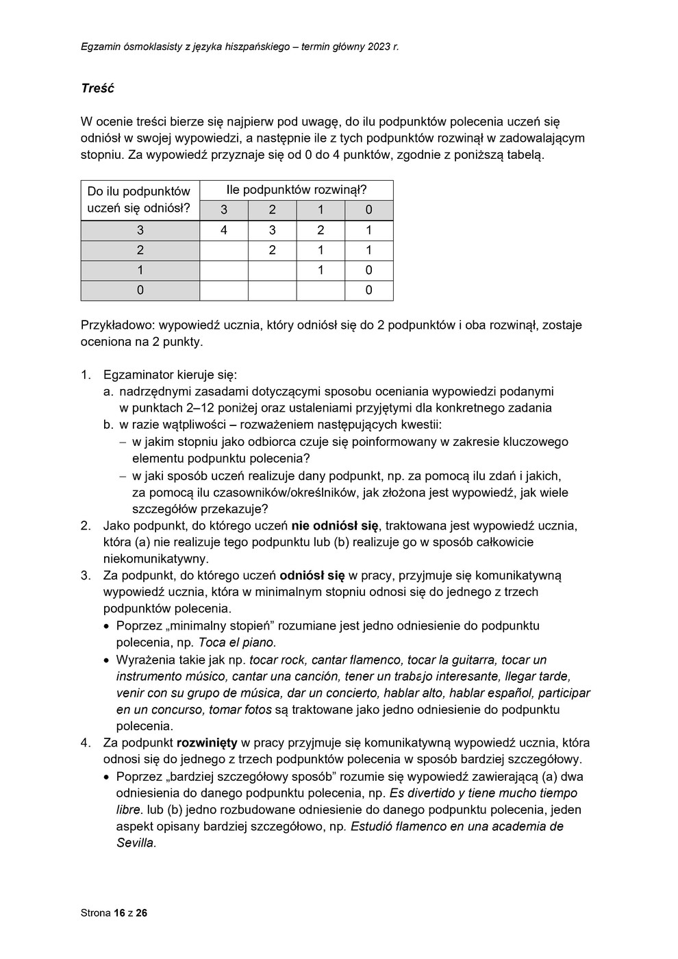 odpowiedzi - język hiszpański - egzamin ósmoklasisty 2023 - 0016