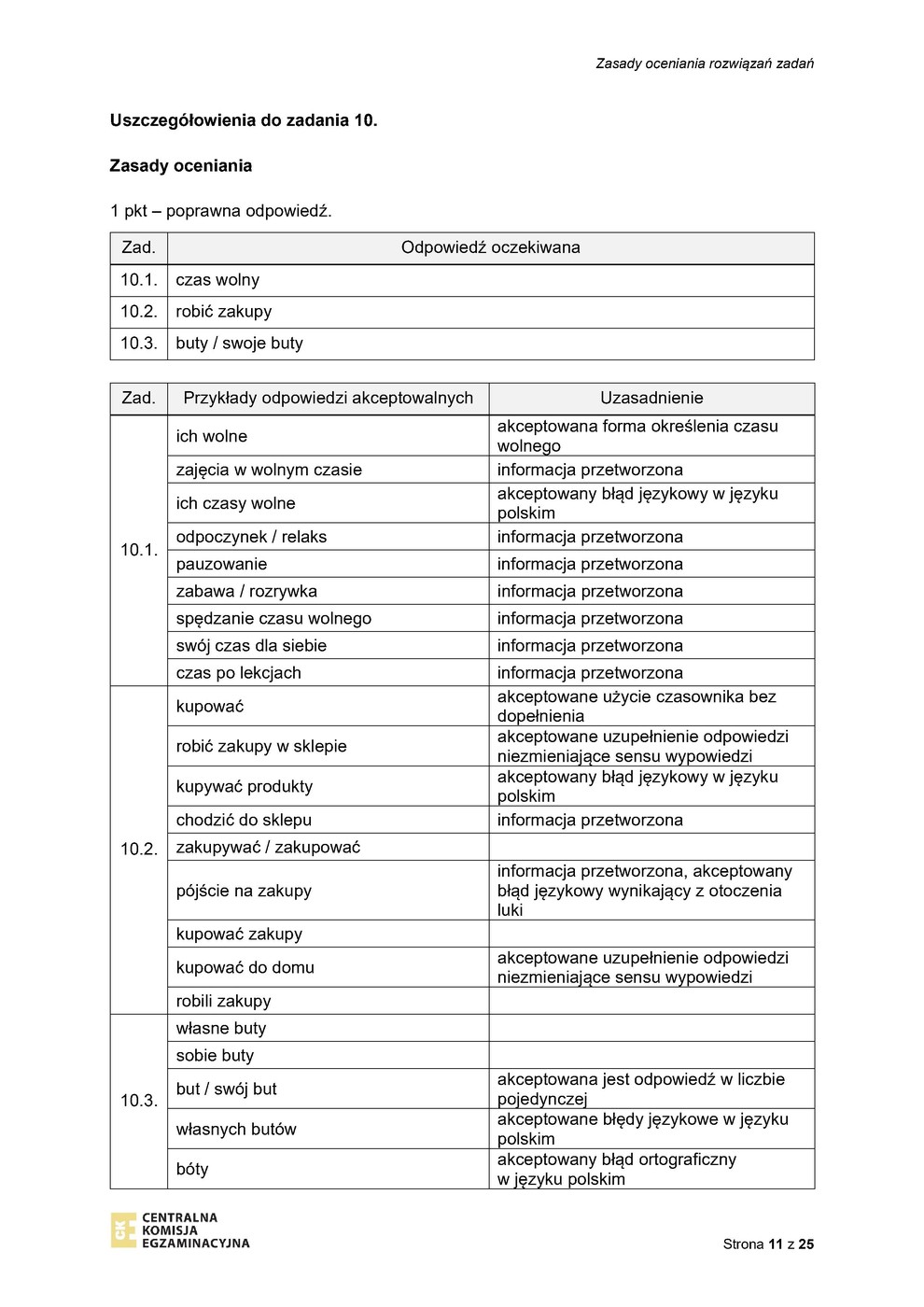 odpowiedzi - język niemiecki - egzamin ósmoklasisty 2023 - 0011