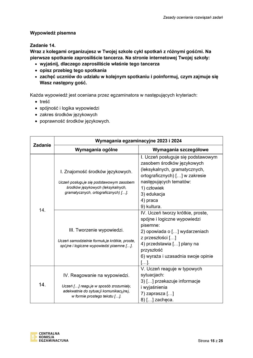 odpowiedzi - język niemiecki - egzamin ósmoklasisty 2023 - 0015