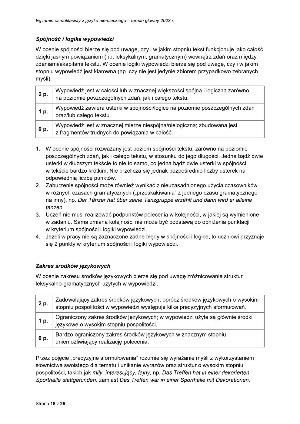 odpowiedzi - język niemiecki - egzamin ósmoklasisty 2023 - 0018