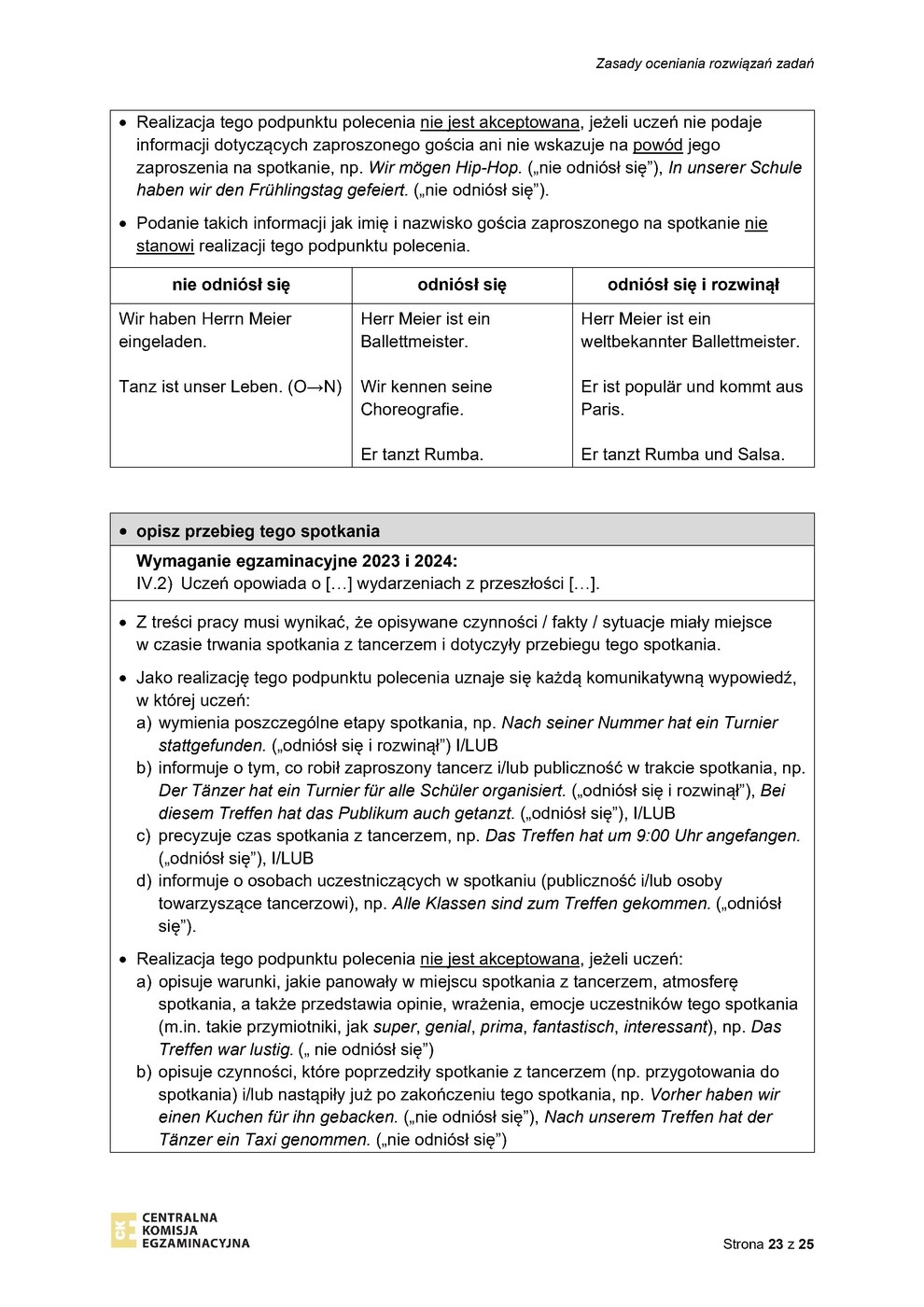 odpowiedzi - język niemiecki - egzamin ósmoklasisty 2023 - 0023